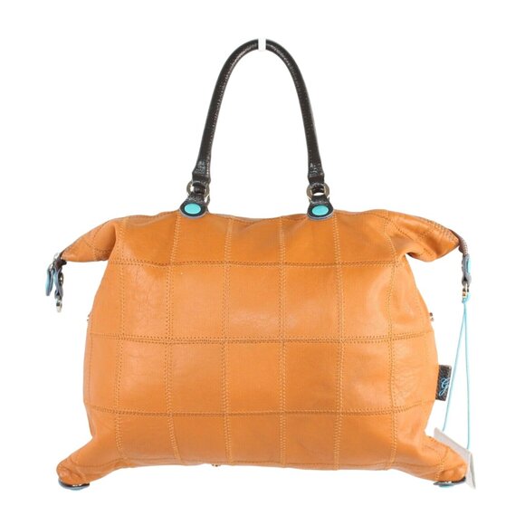 GABS Brown Leather Patchwork Made In Italy Large Zipper Tote Handbag Purse Bag - Picture 7 of 12